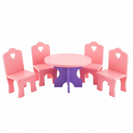 Набор кукольной мебели КРАСНОКАМСКАЯ ИГРУШКА КМ-03 Столик с четырьмя стульчиками