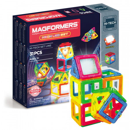 Магнитный конструктор MAGFORMERS 709007 Neon Led set
