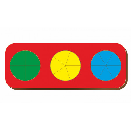 Рамка-вкладыш WOODLAND 061102 Дроби 3 круга, уровень 1