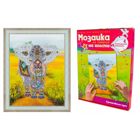 Мозаика ВОЛШЕБНАЯ МАСТЕРСКАЯ МХ-03 Слон (на холсте)