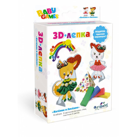 Набор для творчества ORIGAMI 03257 3D-лепка Котенок и Лисенок