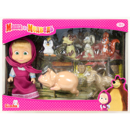 Кукла SIMBA 9301020 Маша с животными