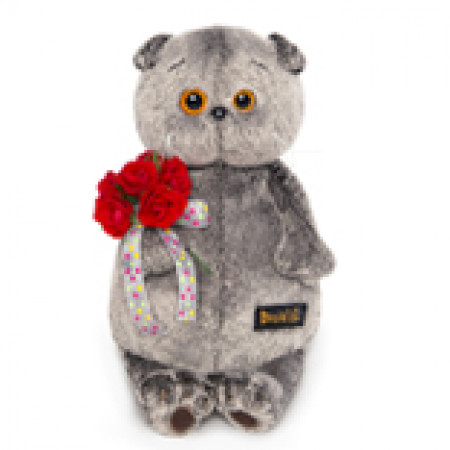 Мягкая игрушка BUDI BASA Ks30-080 Басик с букетом красных роз 30см