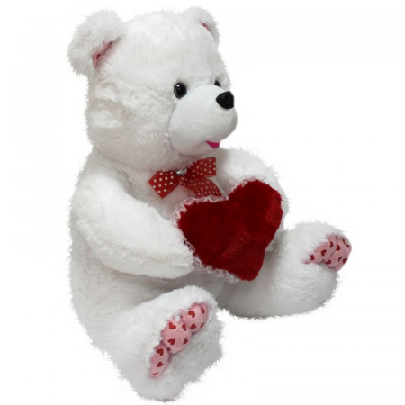 Мягкая игрушка Медведь Миша с сердцем (М)И /33 см/, цвет Белый