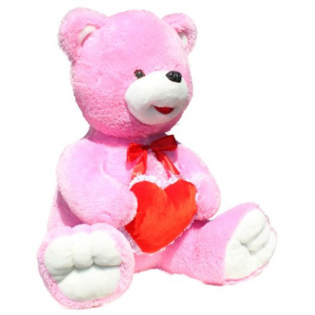 Мягкая игрушка Медведь Миша с сердцем (М)И /33 см/, цвет Розовый