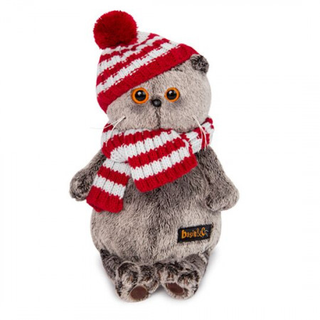 Мягкая игрушка BUDI BASA Ks22-088 Басик в полосатой шапке с шарфом 22см