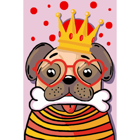 Раскраска по номерам РУССКАЯ ЖИВОПИСЬ Мопс KHD02