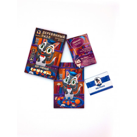 Деревянный пазл MR.PUZZ Кот ученый 6 дет. 5202