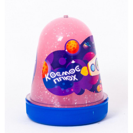 Слайм ПЛЮХ Космос розовый светящийся с блестками, 130 гр 1127