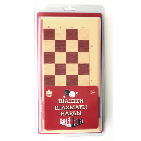 Настольная игра ДЕСЯТОЕ КОРОЛЕВСТВО Шашки-Шахматы-Нарды (беж) 3892