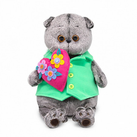 Мягкая игрушка BUDI BASA Басик с сердцем в цветочек 30 см Ks30-170