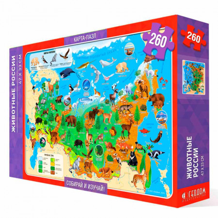 Пазл ГЕОДОМ Животные России 260 дет. 7277 Пазл ГЕОДОМ Животные России 260 дет. 7277
