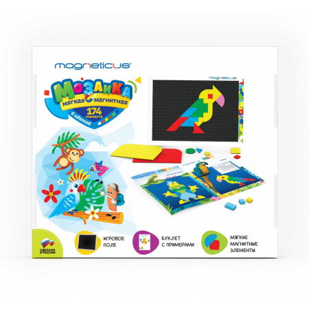 Мозаика магнитная MAGNETICUS 174 элемента 6 цветов 30 этюдов MM-174